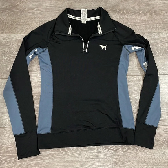 NWOT PINK Victoria’s Secret Ultimate Quarter Zip Pullover Logos Top XS - Picture 15 of 16